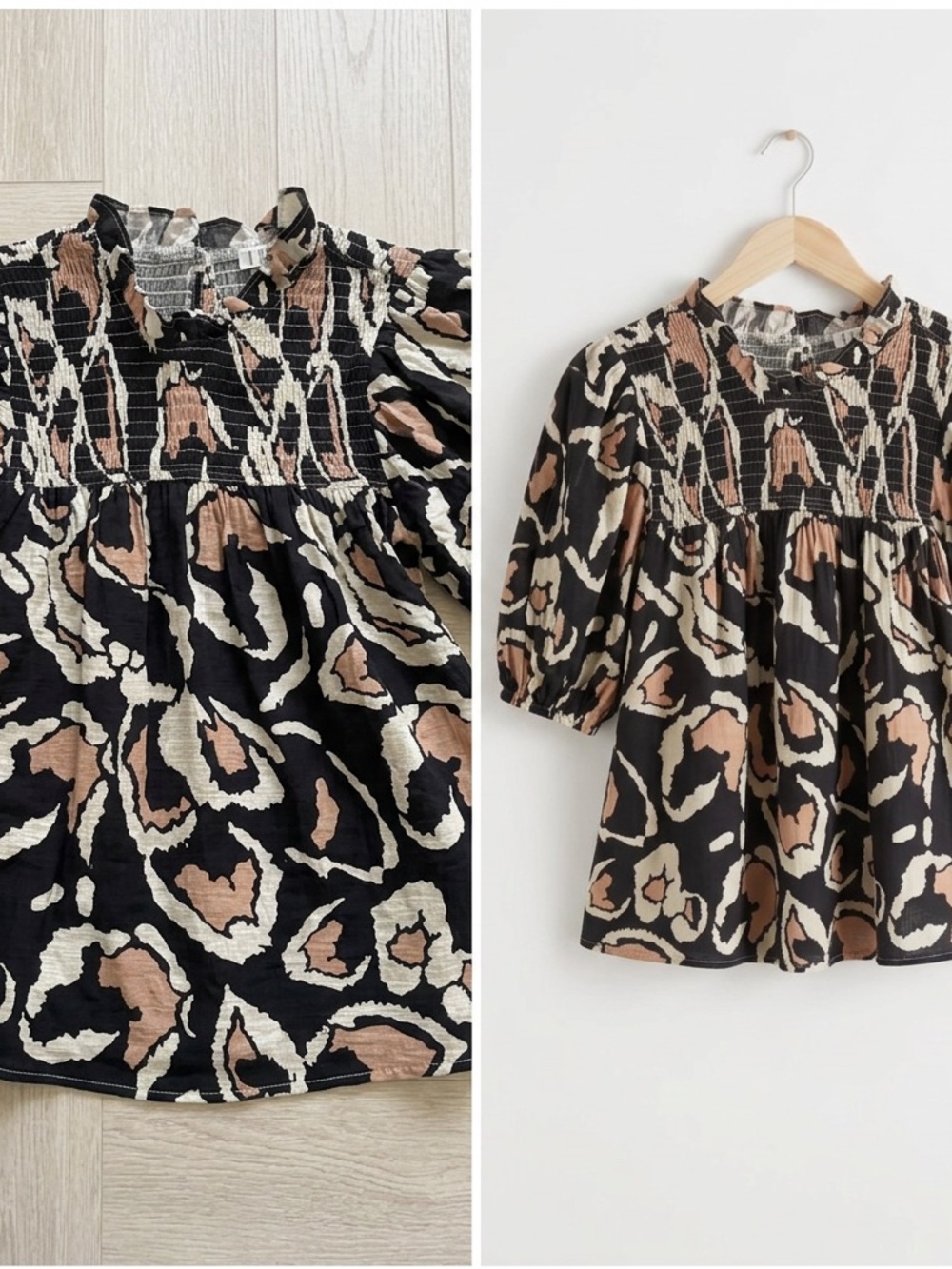 NWT “TCEC” Blouse with Gathered Smock Neck and Blouson Sleeves. Small.